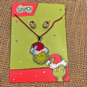 NWT The Grinch head necklace/earrings set